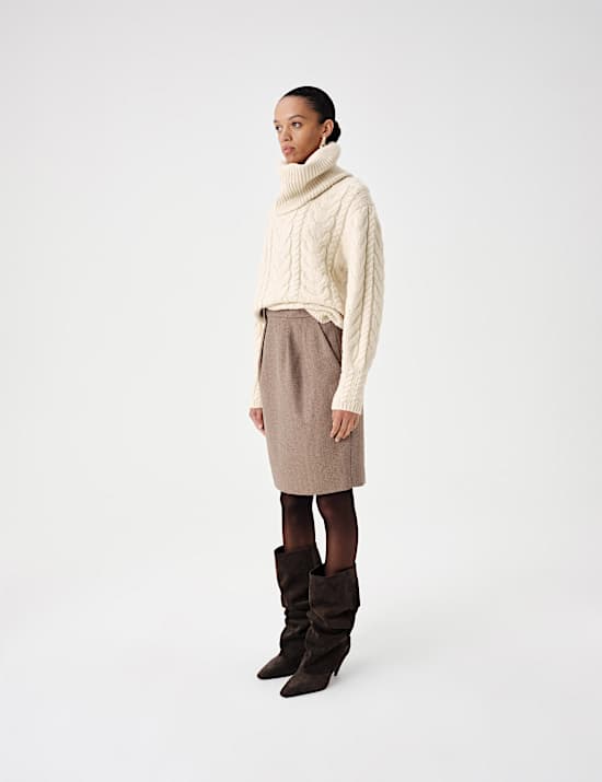 Wool Blend Cable Knit Relaxed Jumper