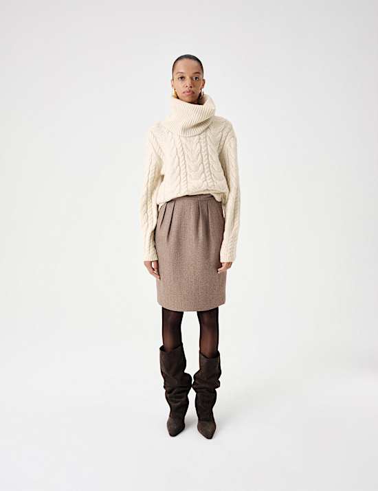 Wool Blend Cable Knit Relaxed Jumper
