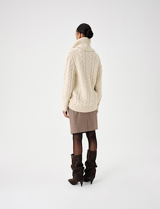 Wool Blend Cable Knit Relaxed Jumper