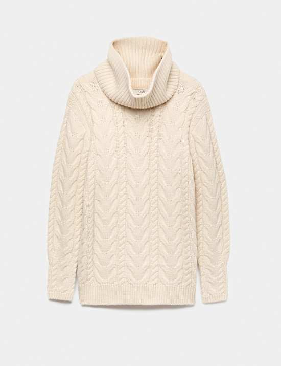 Wool Blend Cable Knit Relaxed Jumper