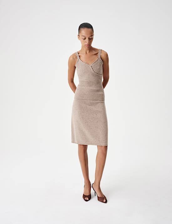 Lambswool Blend Neppy Knitted Ribbed Cami Top