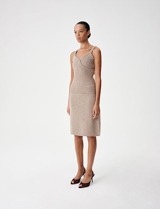 Lambswool Blend Neppy Knitted Ribbed Cami Top