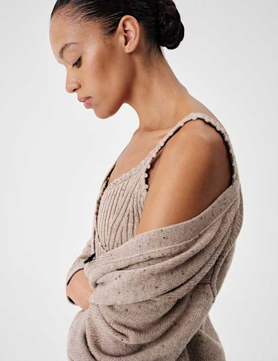 Lambswool Blend Neppy Knitted Ribbed Cami Top