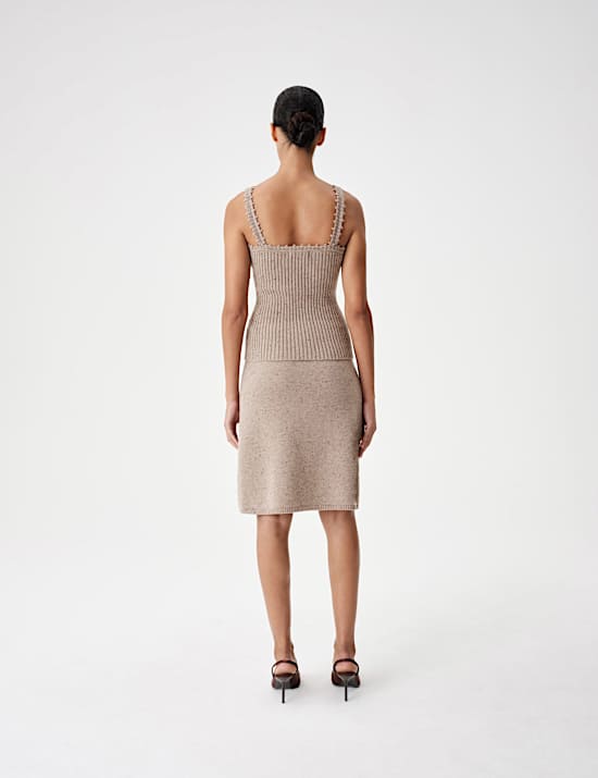 Lambswool Blend Neppy Knitted Ribbed Cami Top