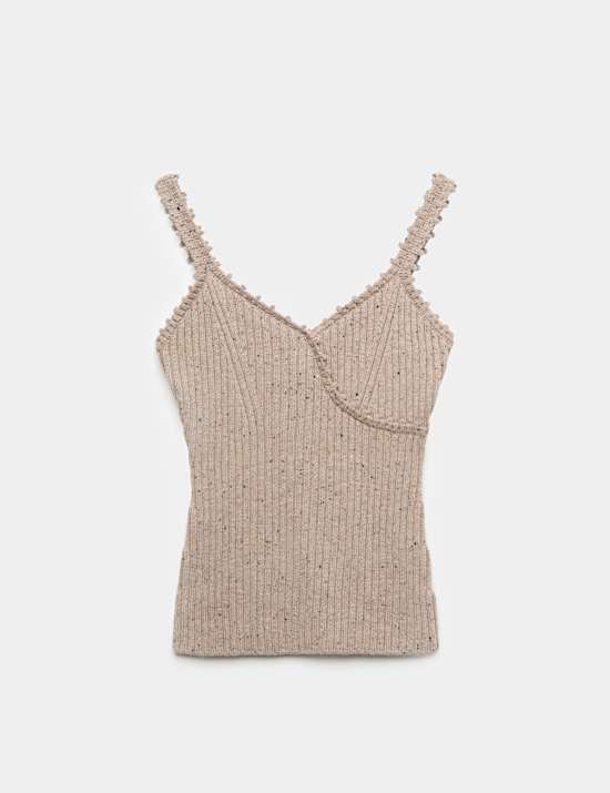 Lambswool Blend Neppy Knitted Ribbed Cami Top