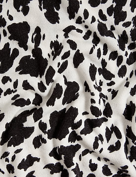 Pull ultra-doux à encolure ronde et imprimé animal