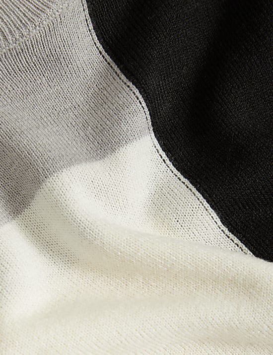 Superzachte trui met ronde hals en kleurblokken