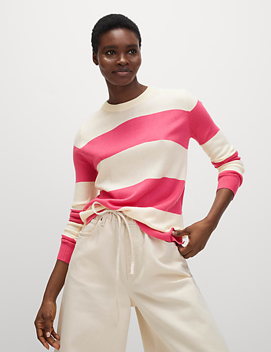 Supersoft Striped Crew Neck Relaxed Jumper