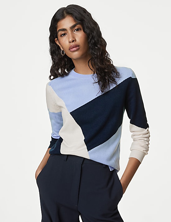 Supersoft Colour Block Crew Neck Jumper