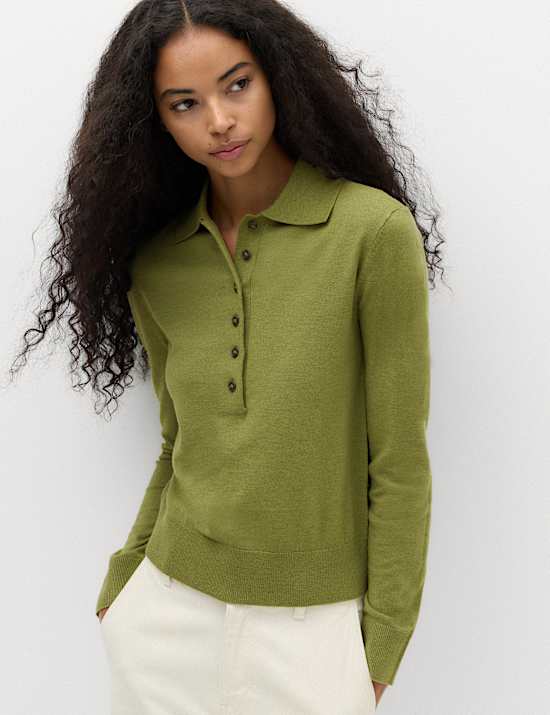 Collared Slim Jumper with Wool