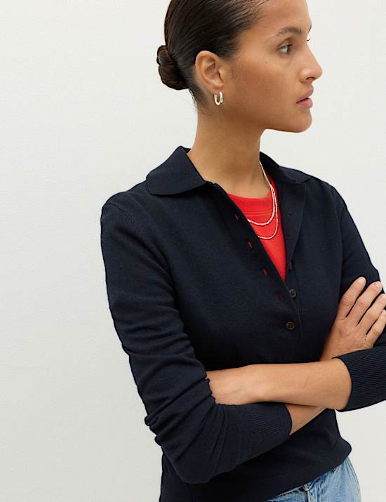 Collared Slim Jumper with Wool