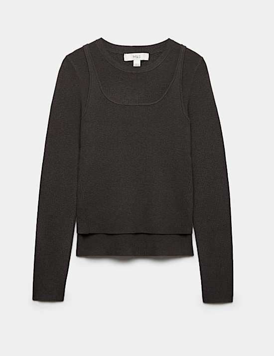 Double layer Knitted Top with Wool