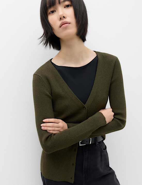 Set van 2 geribbelde slim-fit vesten met V-hals