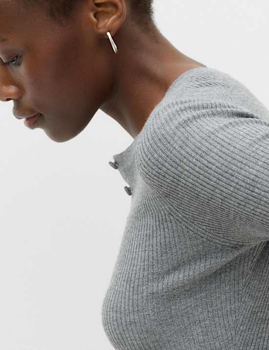 2 Pack Ribbed Knitted Tops with Wool