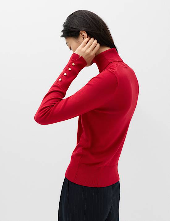 Rayon Rich Roll Neck Fitted Jumper
