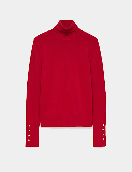 Rayon Rich Roll Neck Fitted Jumper