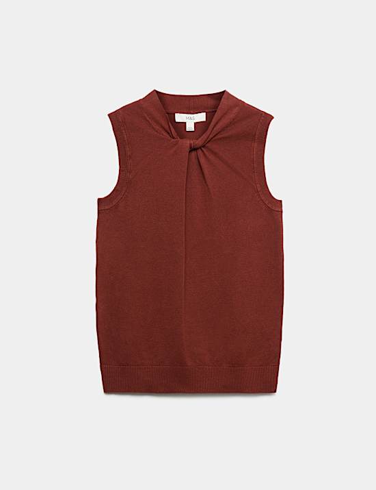 Twist Front Slim Knitted Vest