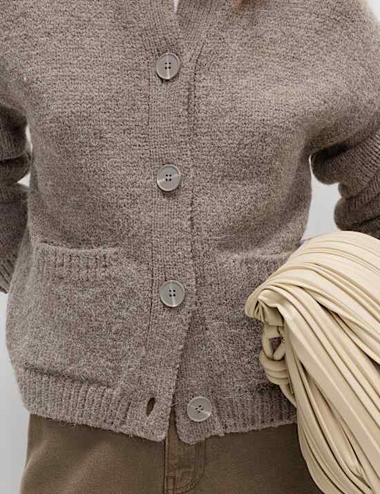 Crew Neck Pocket Detail Cardigan