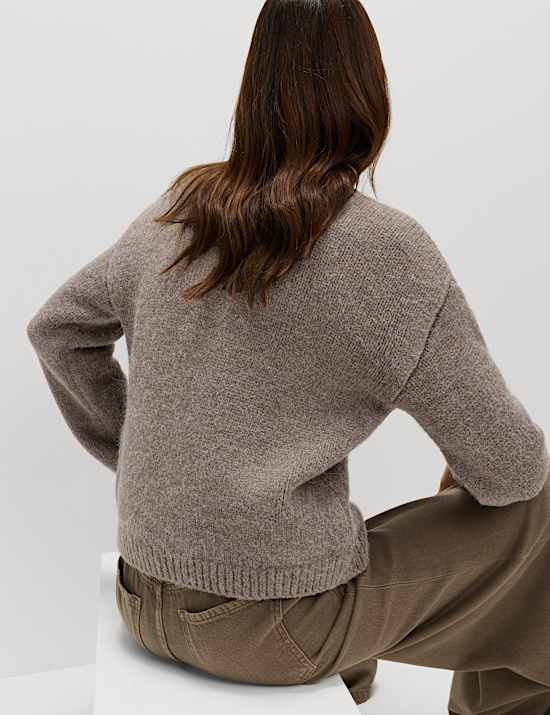 Crew Neck Pocket Detail Cardigan