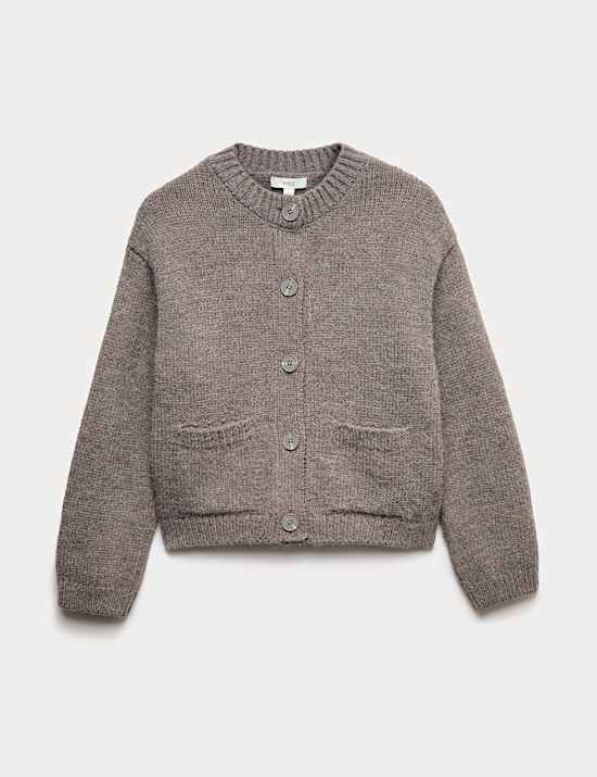 Crew Neck Pocket Detail Cardigan