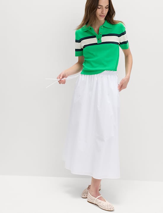 Striped Collared Slim Fit Knitted Top