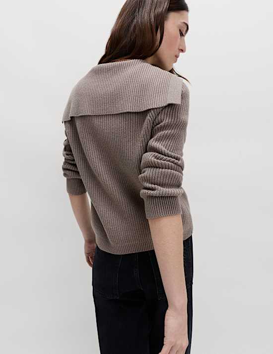 Collared V-Neck Button Through Cardigan