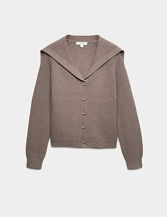 Collared V-Neck Button Through Cardigan