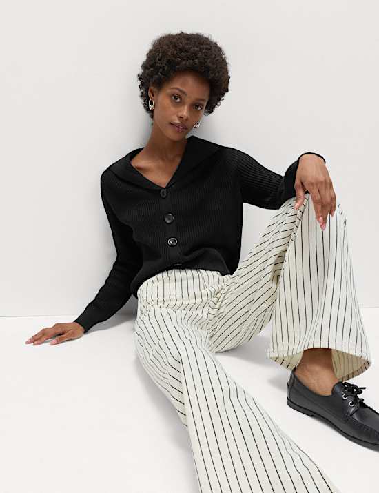 Collared V-Neck Button Through Cardigan