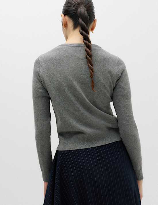 Crew Neck Button Through Cardigan