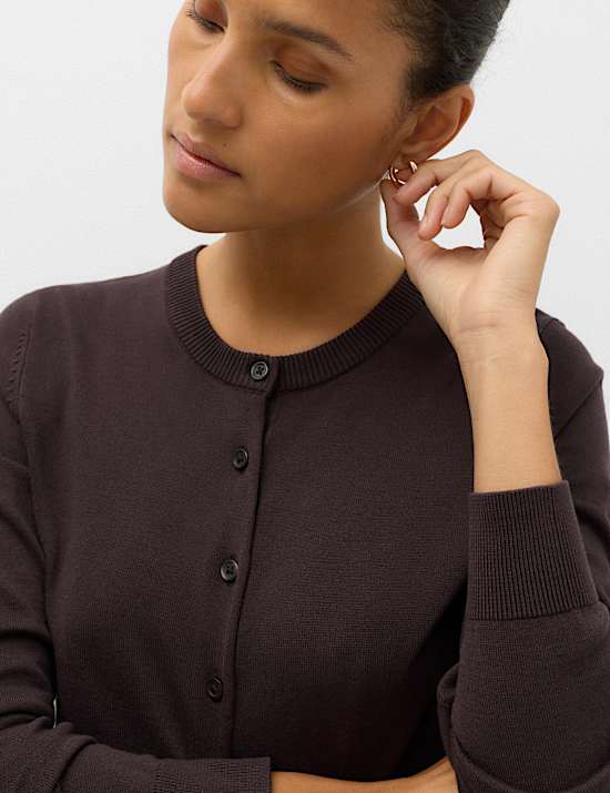 Crew Neck Button Through Cardigan