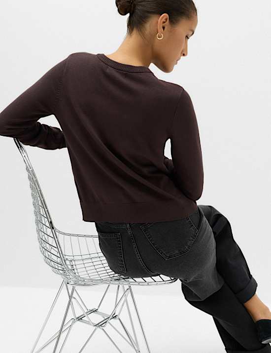 Crew Neck Button Through Cardigan