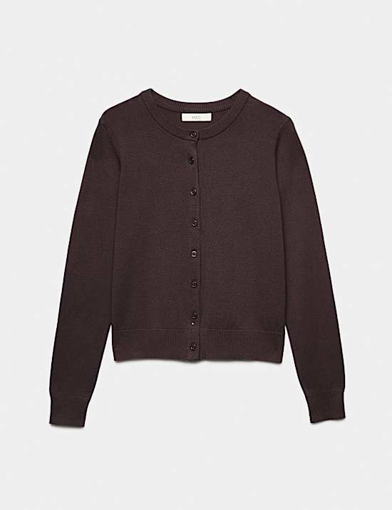 Crew Neck Button Through Cardigan