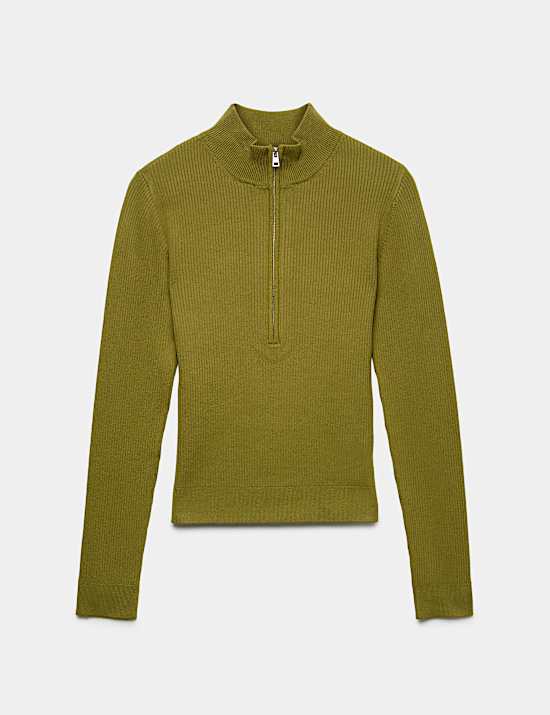 Top ajust&eacute; en maille c&ocirc;tel&eacute;e textur&eacute;e avec fermeture zipp&eacute;e mi-hauteur