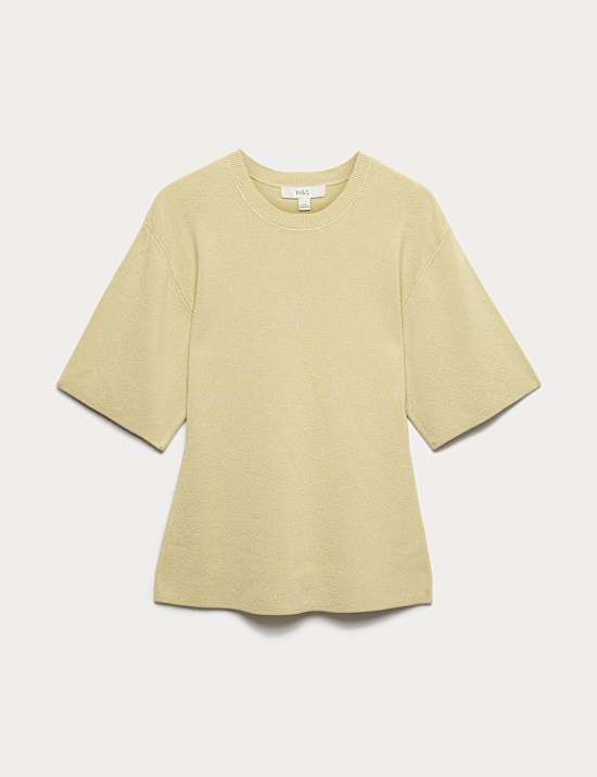 Crew Neck Waisted Slim Fit Knitted Top