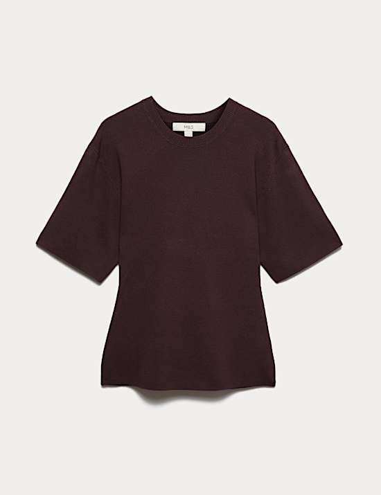 Crew Neck Waisted Slim Fit Knitted Top