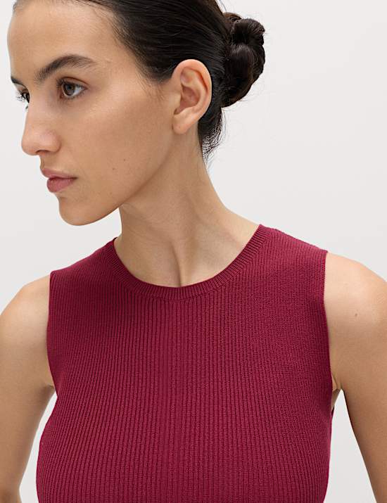 Maillot de corps style p&eacute;plum en maille c&ocirc;tel&eacute;e