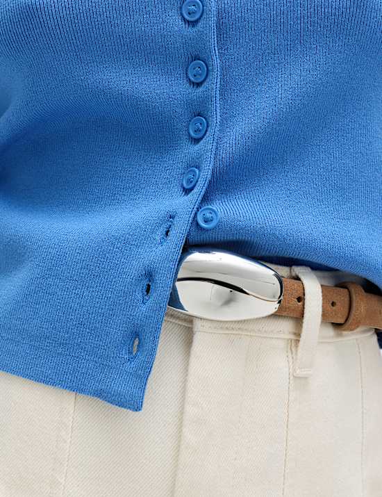 Cardigan coupe courte &agrave; col rond