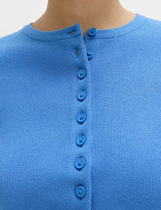 Cardigan coupe courte &agrave; col rond