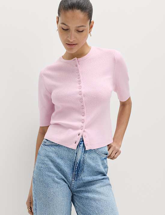 Crew Neck Cropped Cardigan