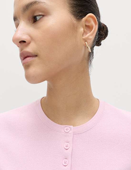 Crew Neck Cropped Cardigan