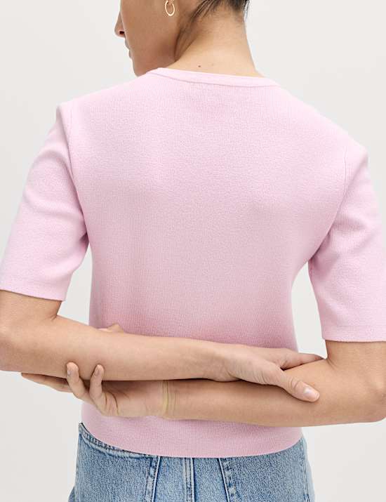 Crew Neck Cropped Cardigan