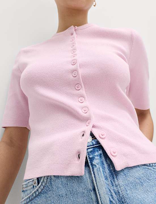 Crew Neck Cropped Cardigan