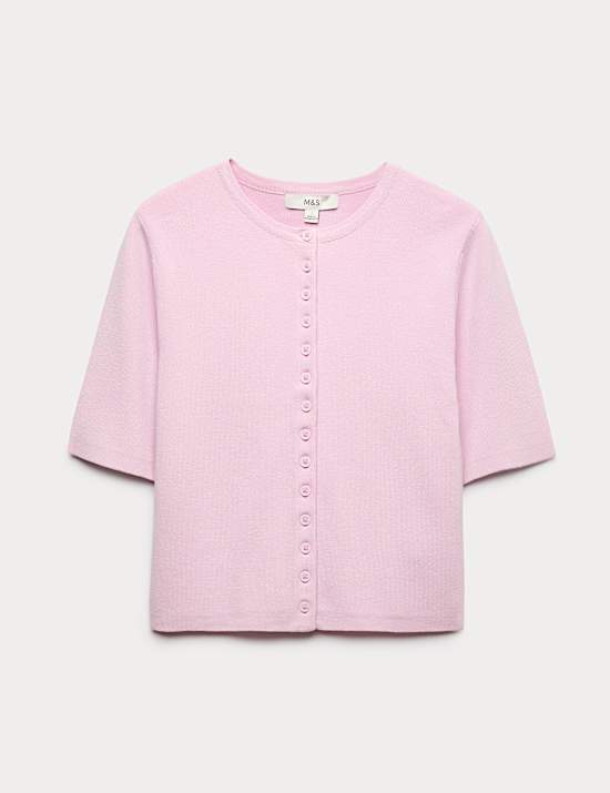 Crew Neck Cropped Cardigan