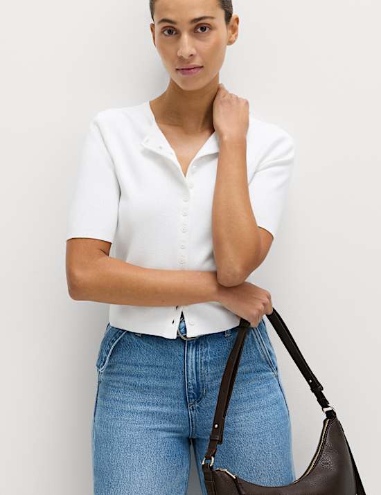 Crew Neck Cropped Cardigan