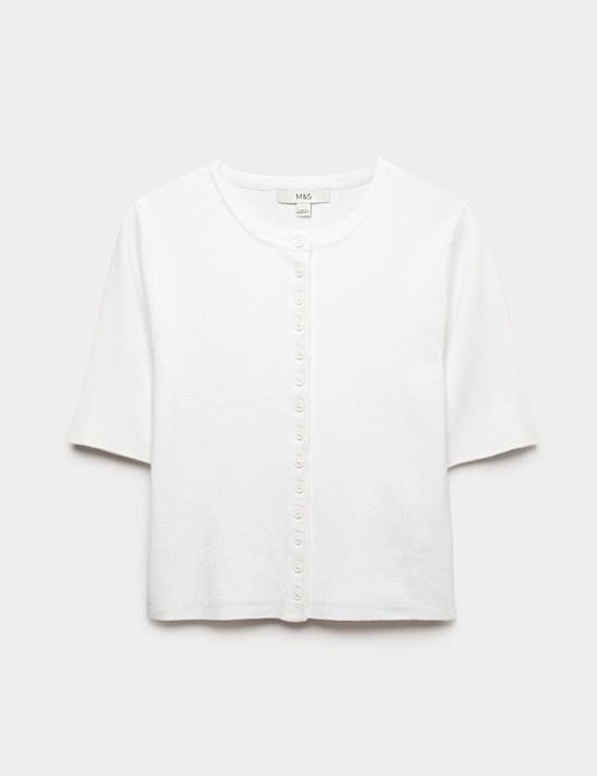 Crew Neck Cropped Cardigan