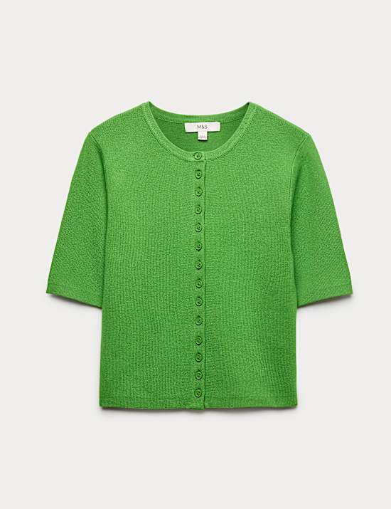 Zkr&aacute;cen&yacute; kardigan s v&yacute;střihem ke krku