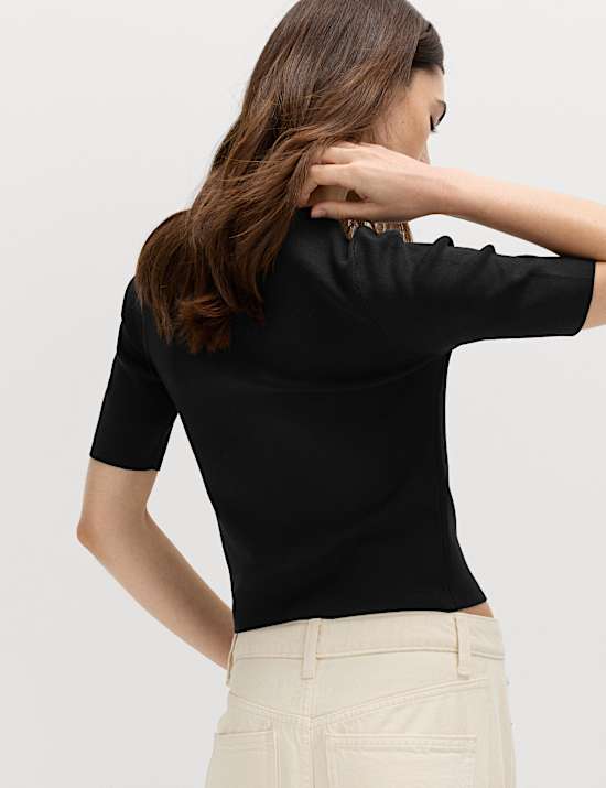 Crew Neck Cropped Cardigan