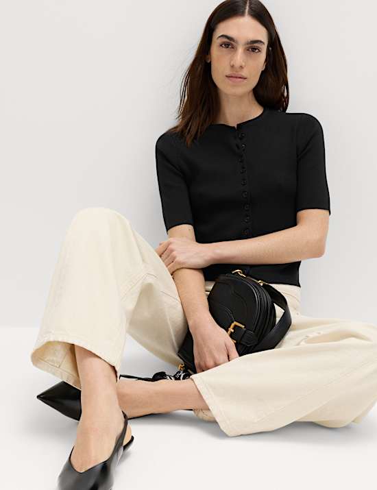 Crew Neck Cropped Cardigan