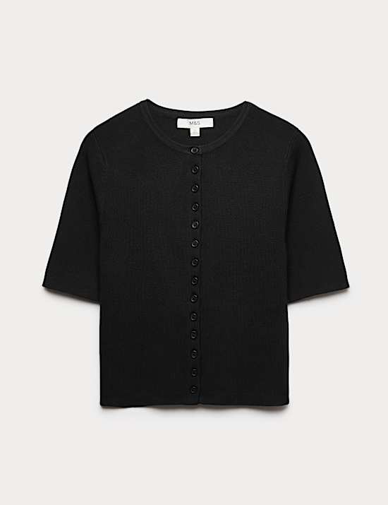 Crew Neck Cropped Cardigan