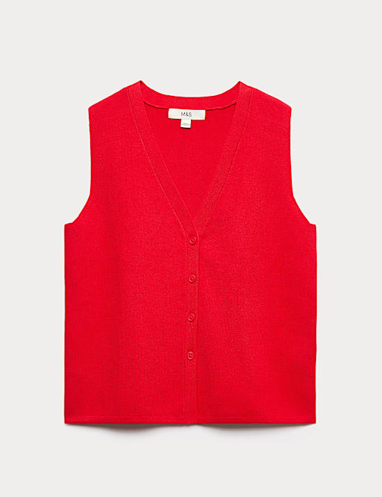 V-Neck Cropped Knitted Waistcoat